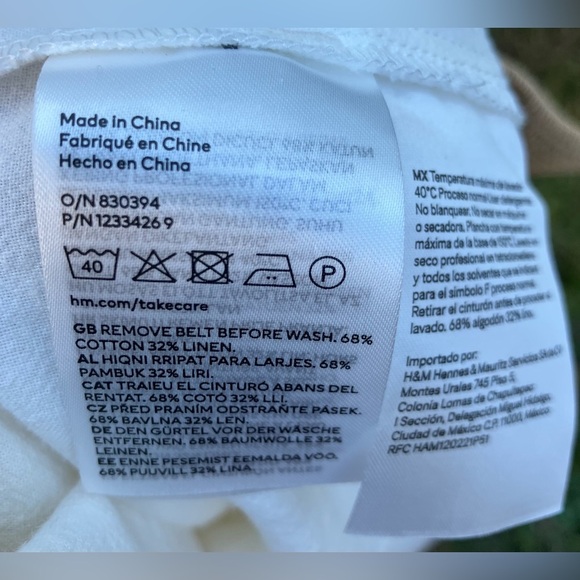 NWT H&M White Linen Mini Dress with Tan Belt Size XL - Picture 8 of 13